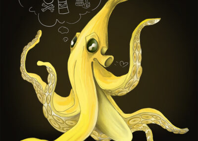 Illustration Banane und Oktopus